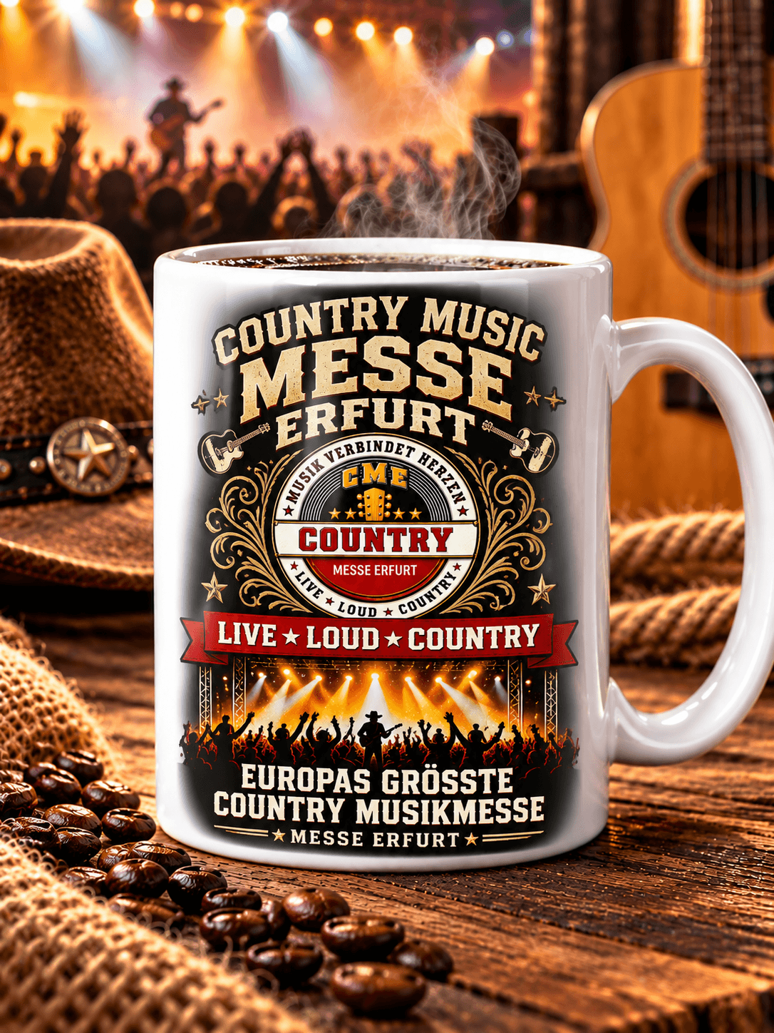 Country Music Messe Erfurt – Live Loud Country Tasse — Bild 1